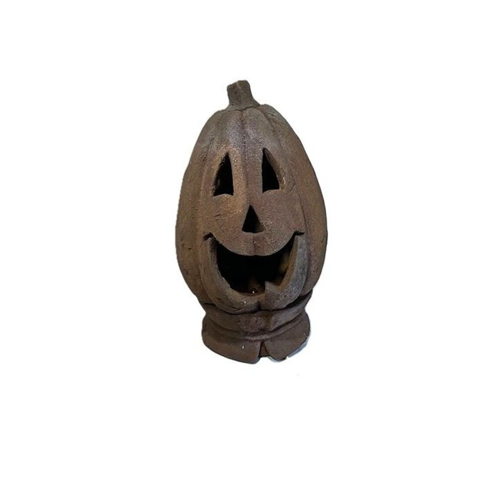 Halloween 1990s Vintage Rusty Rustic Foam Ghost Light Up Pumpkin 13" Tall WORKS